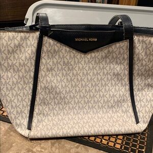 Michael Kors Cream and Black Monogram Shoulder Bag